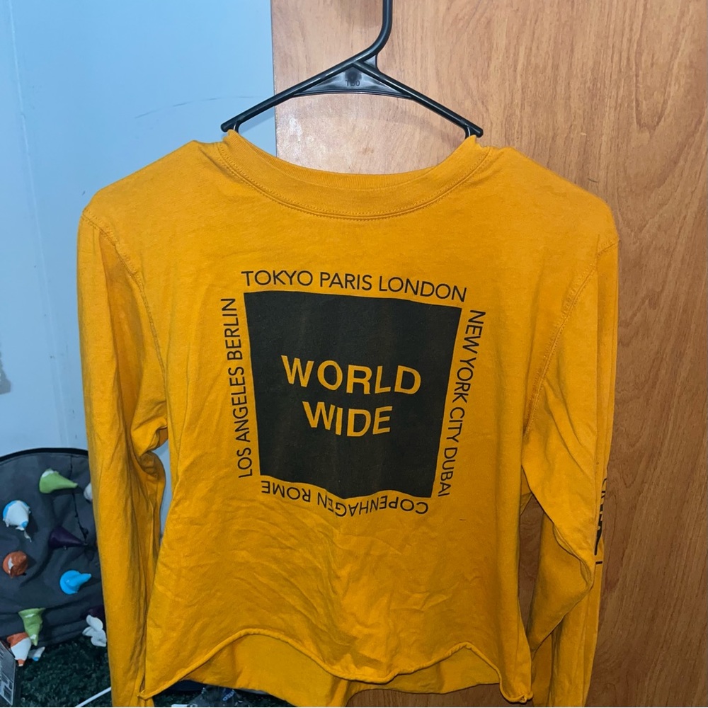 Yellow World Wide Long Sleeve Shirt from Target. Size SM. - Picture 2 of 2